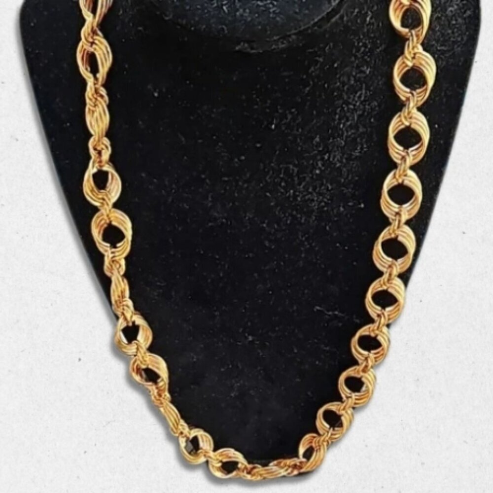 Milor Twisted Circle Chain Necklace Long Length Lobster Clasp Durable Gold W OS